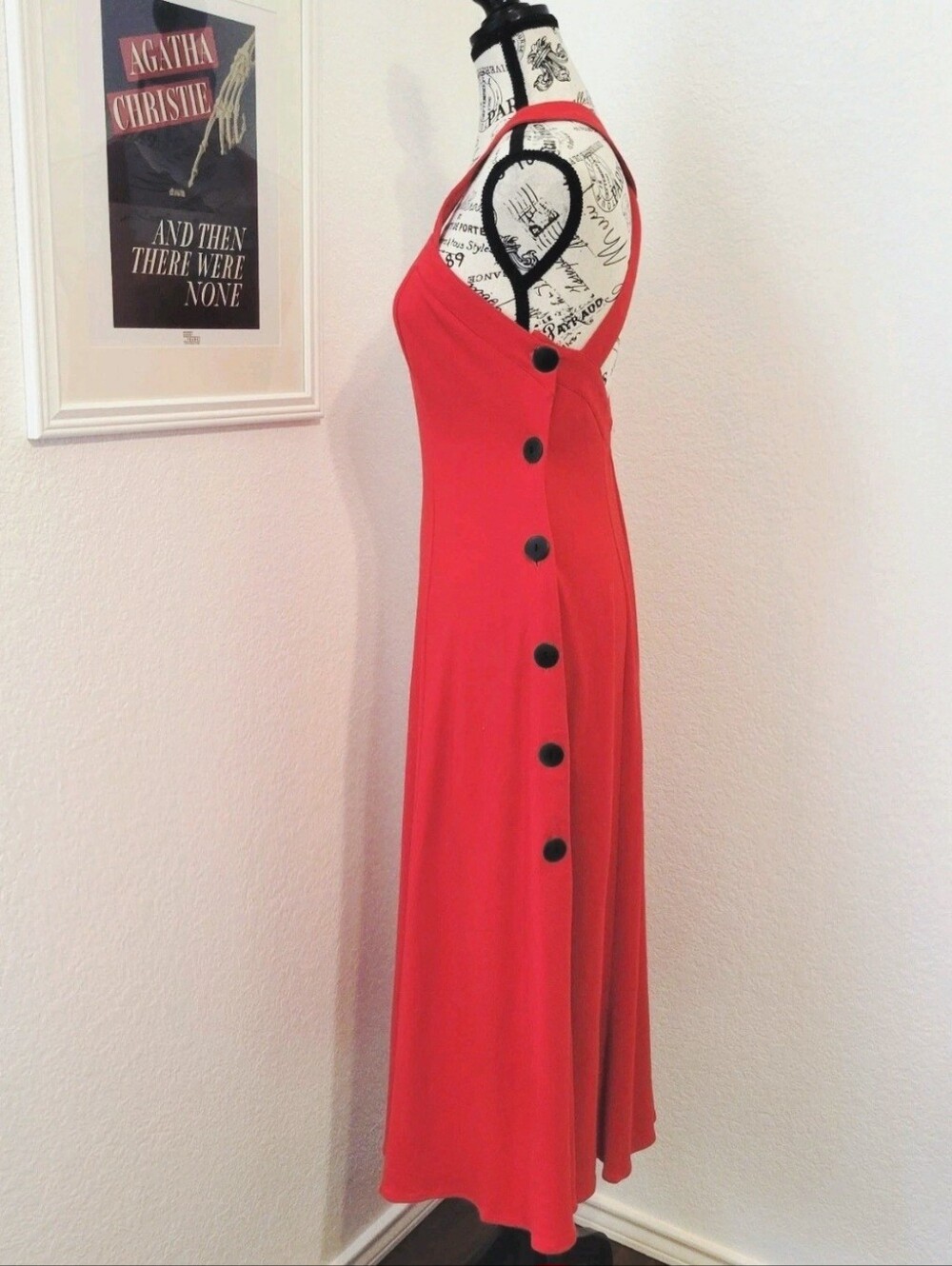 Vintage Moda International 90s Y2K Red Dress Made in USA XS/Small - Picture 2 of 10